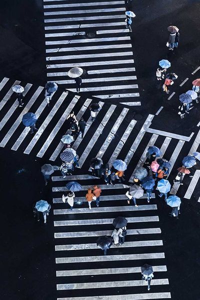 busy street and crossroads